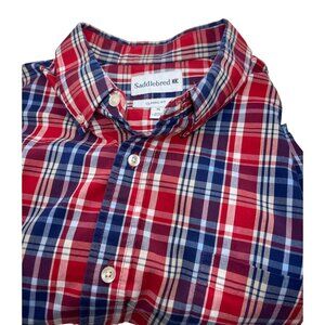 Saddlebred‎ Red & Blue Plaid Button-Down Shirt Classic Fit XL Long Sleeve
